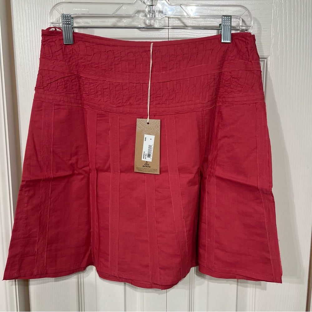Prana Wm 6 Erin 100% Cotton A Line mini Skirt Boho Summer Lining zip Pink NWT